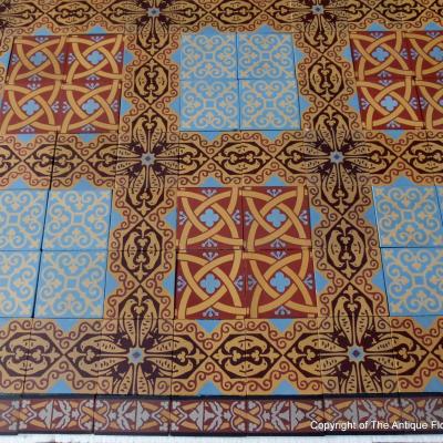 16.75m2 French ceramic floor featuring six different tiles c.1900-1930