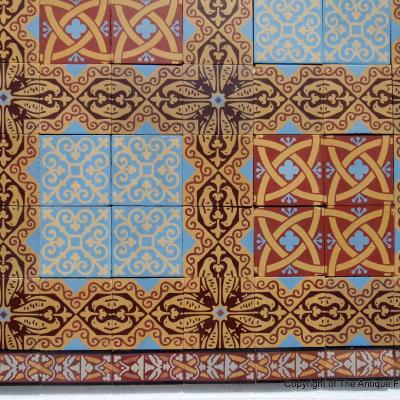 16.75m2 French ceramic floor featuring six different tiles c.1900-1930