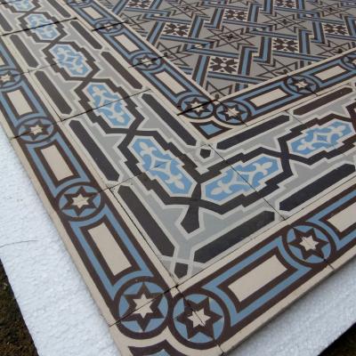 +/- 16m2+ / 170 sq ft+ antique ceramic geometric floor with triple borders c.1910-1920