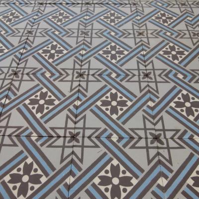 +/- 16m2+ / 170 sq ft+ antique ceramic geometric floor with triple borders c.1910-1920