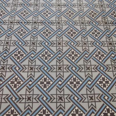 +/- 16m2+ / 170 sq ft+ antique ceramic geometric floor with triple borders c.1910-1920