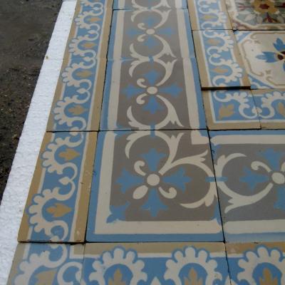 8.25m2+ Belgian ceramic encaustic floor c.1920