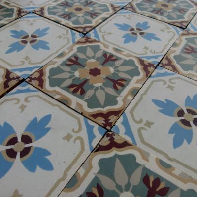 8.25m2+ Belgian ceramic encaustic floor c.1920