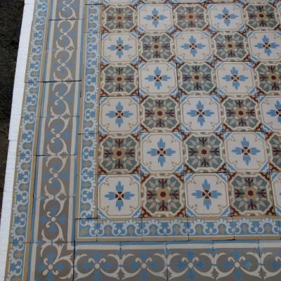 8.25m2+ Belgian ceramic encaustic floor c.1920