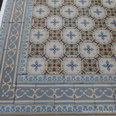 8.25m2+ Belgian ceramic encaustic floor c.1920