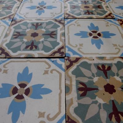 8.25m2+ Belgian ceramic encaustic floor c.1920