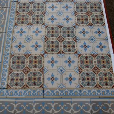 8.25m2+ Belgian ceramic encaustic floor c.1920