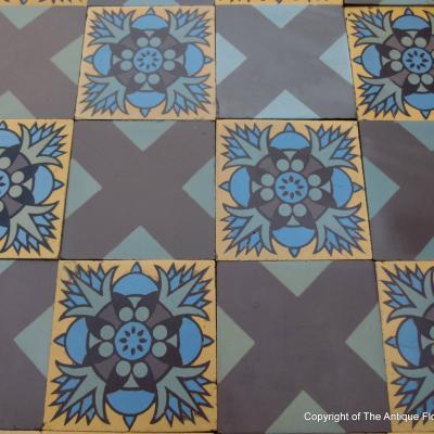 RARE - Stunning 14m2 Boch Freres Art Nouveau floor - early 20th century 