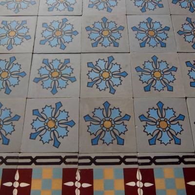 RARE - Small, antique French ceramic Perrusson floor