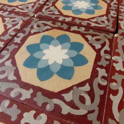 RARE - 15.5m2 to 16.5m2 Antique French Perrusson ceramic floor