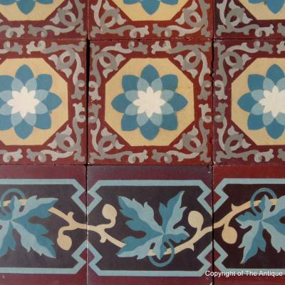 RARE - 15.5m2 to 16.5m2 Antique French Perrusson ceramic floor