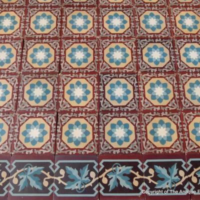 RARE - 15.5m2 to 16.5m2 Antique French Perrusson ceramic floor