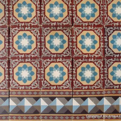 RARE - 15.5m2 to 16.5m2 Antique French Perrusson ceramic floor