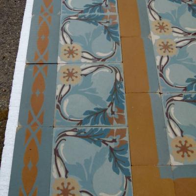 RARE - Late 19th Century antique Perrusson ceramic floor - 12.5m2