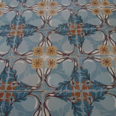 RARE - Late 19th Century antique Perrusson ceramic floor - 12.5m2