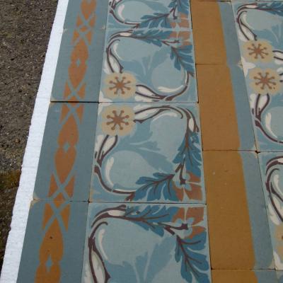 RARE - Late 19th Century antique Perrusson ceramic floor - 12.5m2