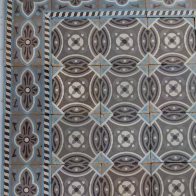 A small, 7.5m2 / 80 sq ft, antique Belgian ceramic encaustic floor