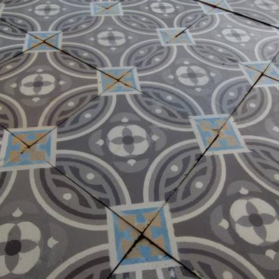 A small, 7.5m2 / 80 sq ft, antique Belgian ceramic encaustic floor
