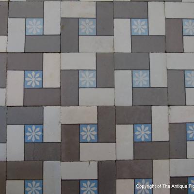 Small, 7.3m2 antique French ceramic floor