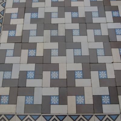 Small, 7.3m2 antique French ceramic floor