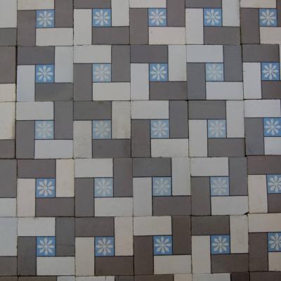 Small, 7.3m2 antique French ceramic floor