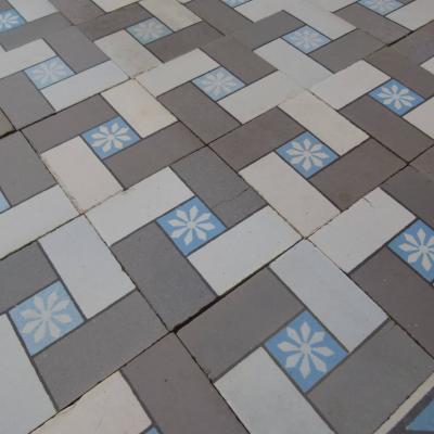 Small, 7.3m2 antique French ceramic floor