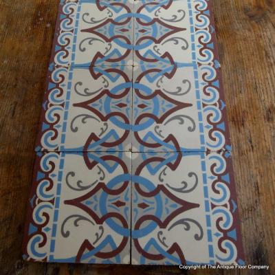 Large run of ceramic back to back art nouveau border tiles