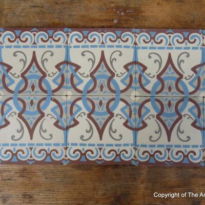 Large run of ceramic back to back art nouveau border tiles