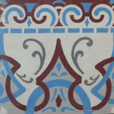 Large run of ceramic back to back art nouveau border tiles