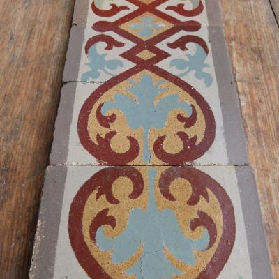 15, handmade early 20th century French border tiles