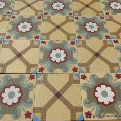 RARE – 32.5m2 / 350 sq. ft Roman mosaic inspired ceramic encaustic floor – 1875 to 1878 