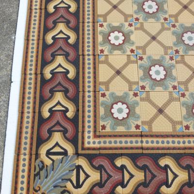 RARE – 32.5m2 / 350 sq. ft Roman mosaic inspired ceramic encaustic floor – 1875 to 1878 