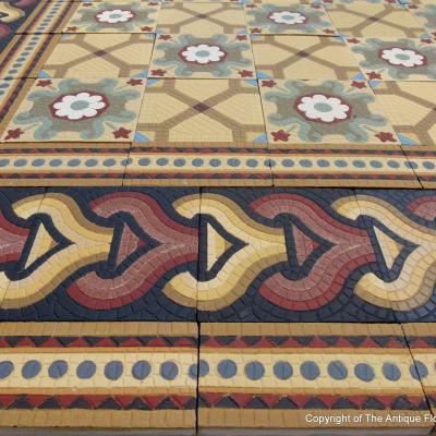 RARE – 32.5m2 / 350 sq. ft Roman mosaic inspired ceramic encaustic floor – 1875 to 1878 