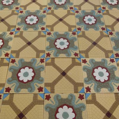 RARE – 32.5m2 / 350 sq. ft Roman mosaic inspired ceramic encaustic floor – 1875 to 1878 