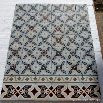 Small, 4m2, antique Octave Colozier ceramic floor - pre 1913