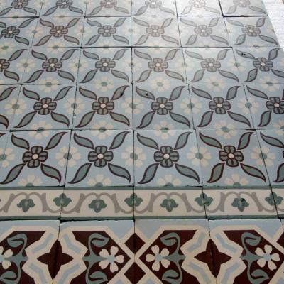 Small, 4m2, antique Octave Colozier ceramic floor - pre 1913