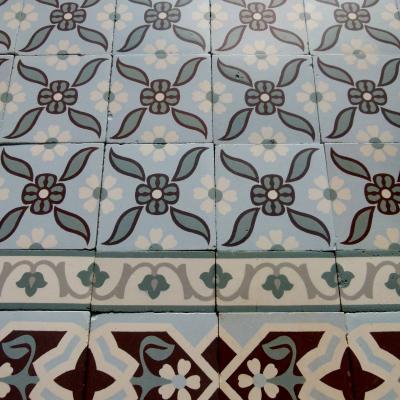 Small, 4m2, antique Octave Colozier ceramic floor - pre 1913