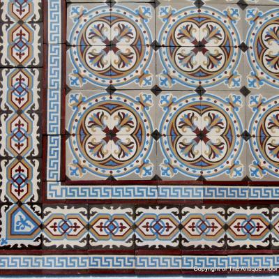 10.75m2+ / 115 sq ft antique ceramic Chimay floor with triple borders