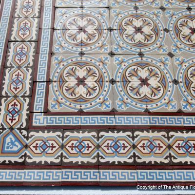 10.75m2+ / 115 sq ft antique ceramic Chimay floor with triple borders