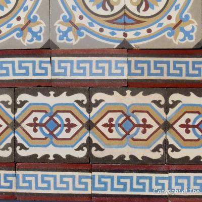 10.75m2+ / 115 sq ft antique ceramic Chimay floor with triple borders