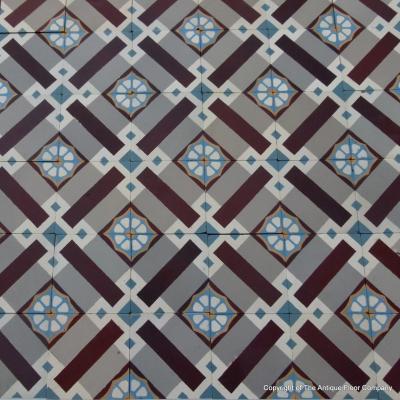 1.75m2 antique ceramic encaustic tiles c.1920-1930