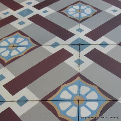 1.75m2 antique ceramic encaustic tiles c.1920-1930