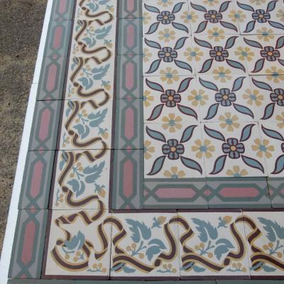 Small, 6.25m2, Octave Colozier ceramic encaustic floor, pre-1912