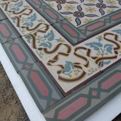 Small, 6.25m2, Octave Colozier ceramic encaustic floor, pre-1912