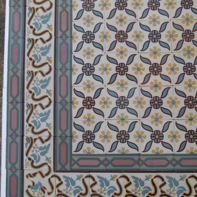 Small, 6.25m2, Octave Colozier ceramic encaustic floor, pre-1912