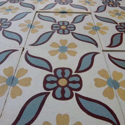 Small, 6.25m2, Octave Colozier ceramic encaustic floor, pre-1912