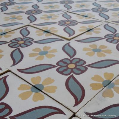 Small, 6.25m2, Octave Colozier ceramic encaustic floor, pre-1912