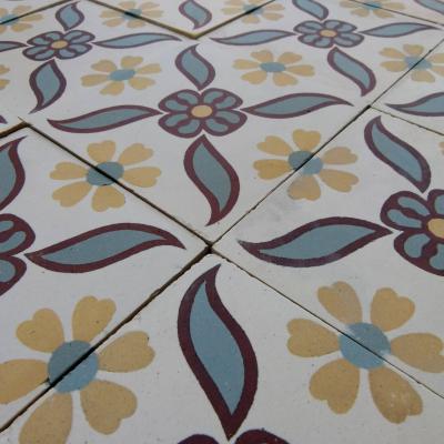 Small, 6.25m2, Octave Colozier ceramic encaustic floor, pre-1912