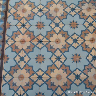 Rare antique French Perrusson ceramic floor - 1900