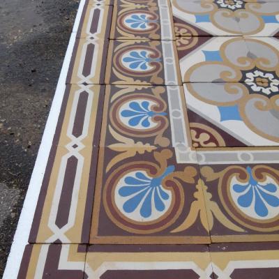 Large, 34m2, antique French ceramic floor, early 20th century